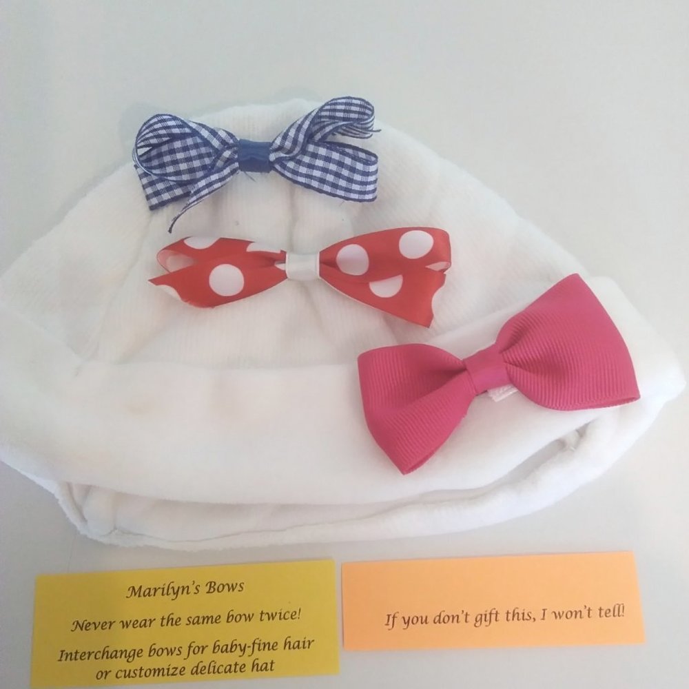 Baby Hat with 3 Interchangeable Hair Bows